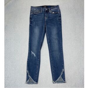 Judy Blue Womens Size 5/27 Skinny Fit Denim Fray Hem Jeans
